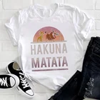Женская модная футболка с принтом Disney в стиле Харадзюку, Король Лев, Симба, Тимон, Пумба, хакуна матата, Повседневная Уличная одежда для девочек