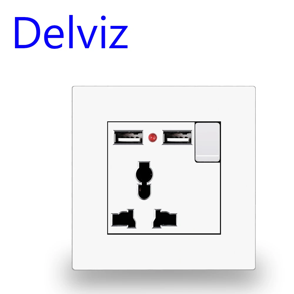 Розетка Usb Delviz универсальная с 3 отверстиями светодиодная белой