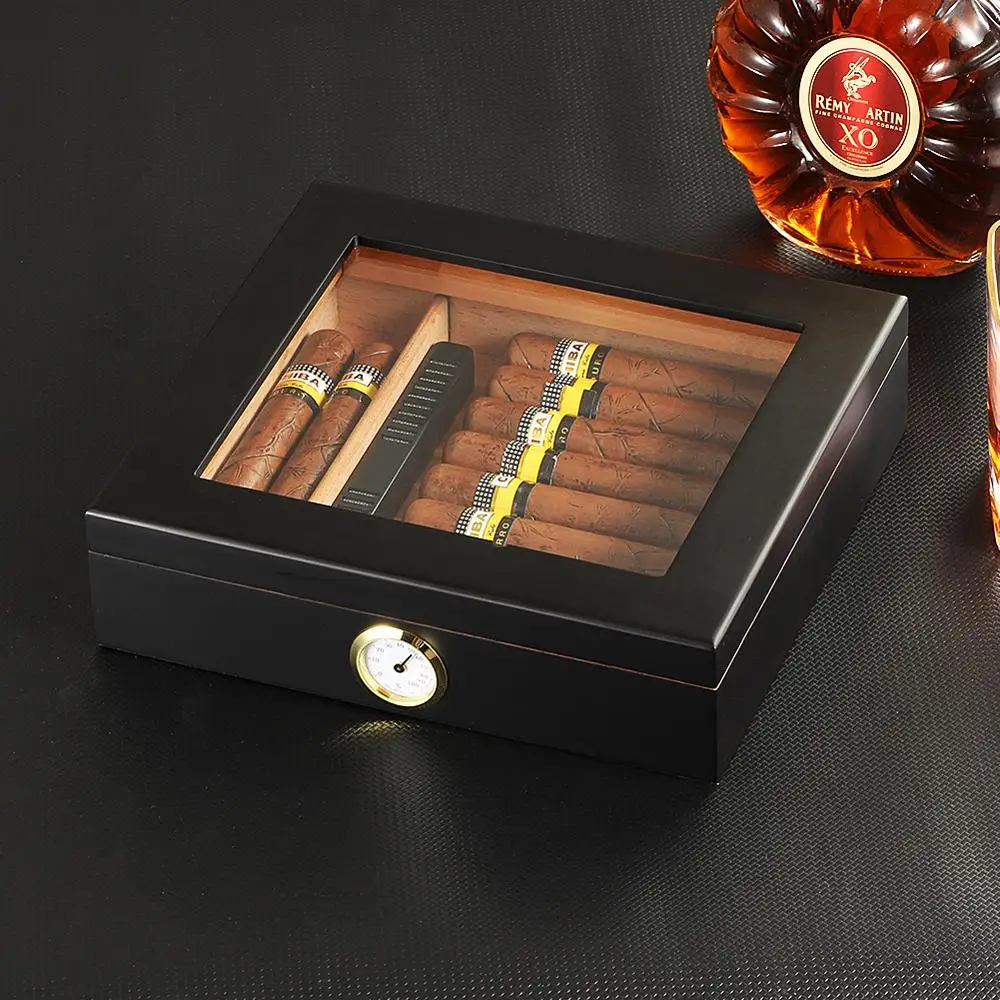 

Cedar Wood Cigar Humidor Box Portable Cigar Case W/ Humidifier Hygrometer Cigar Humidor Sigaren Box Suit For Office Home Travel