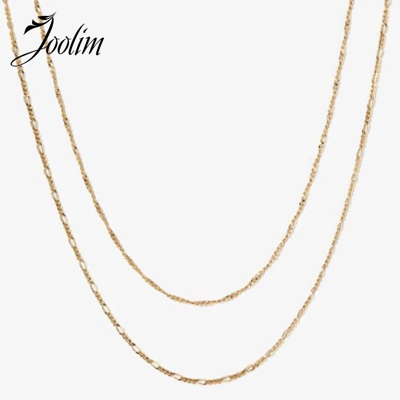 

JOOLIM Jewelry Wholesale Dainty Elegant Figaro Chain Layer Necklace Stainless Steel Jewelry