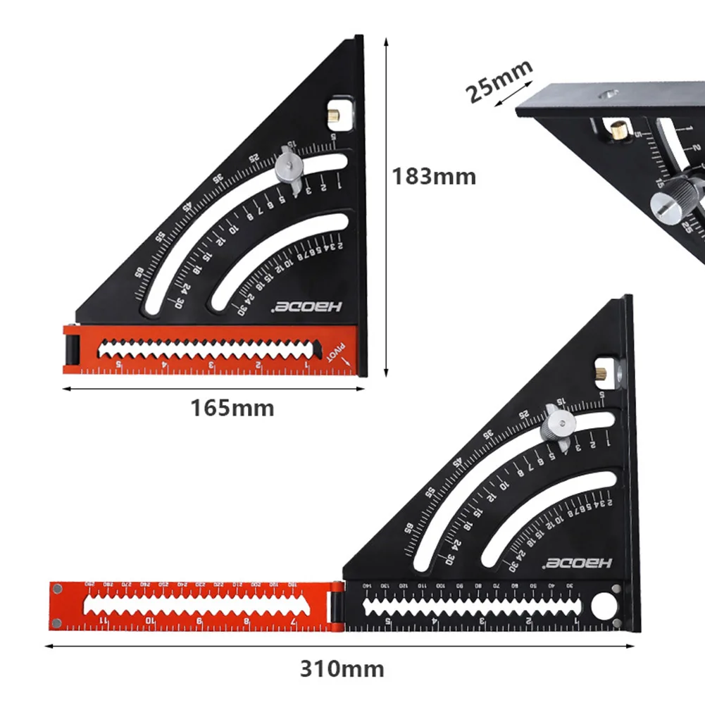

Folding Multifunctional 90Degree Triangle Ruler 12 inch Aluminum Alloy Marking Ruler Square Measuring Angle Ruler Woodwork Tools