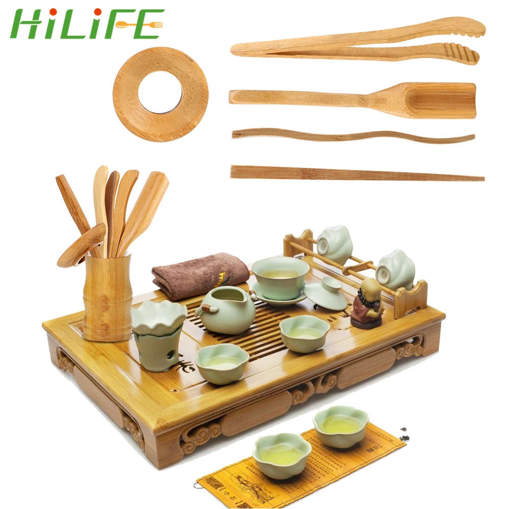 HILIFE 5 шт./компл. бамбуковые чайные ложки игла пинцет зажим ситечко набор для