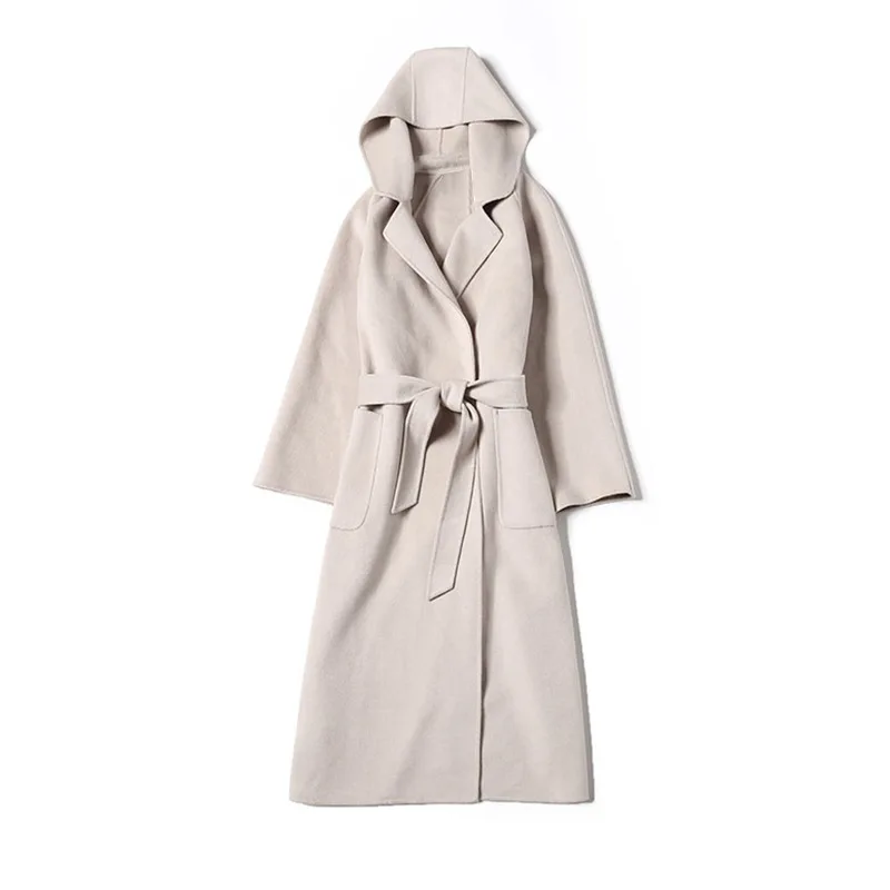 

HighQuality Autumn Cashmere Coat Alpaca Warm Winter Long Coat Women Wool Coat Office Lady Slim Female Overcoat Oversize Plussize