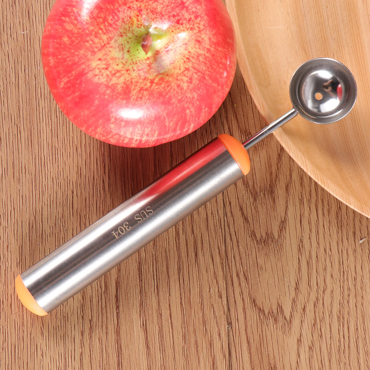 

Kitchen 304 Stainless Steel Fruit Scoop Multifunctional Fruit Scoop Tool for Home (Orange)