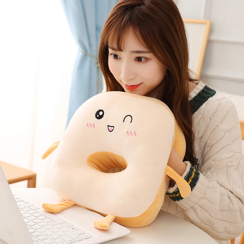 

1pc Cute 32cm Toast Bread Plush Nap Pillow Stuffed High Quantity Soft Food Cushion Hand Warmer Sofa Pillow for Adult/Children