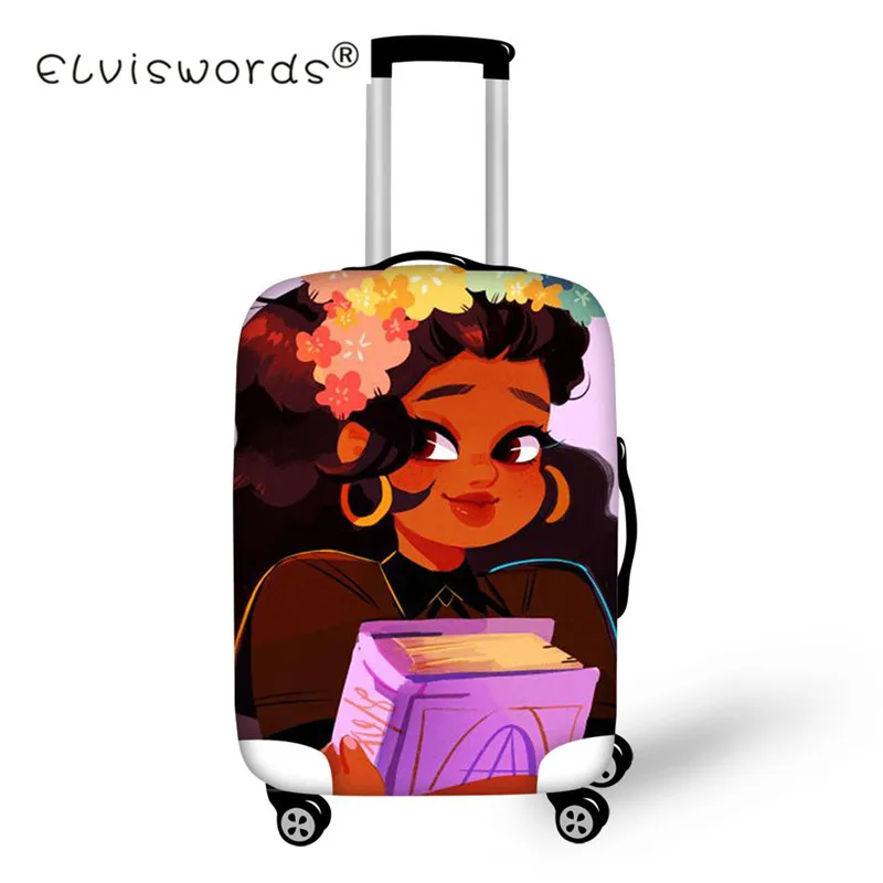Чехол на колесиках Afro Girl, чехол для багажа, водонепроницаемый чехол для путешествий, чехол для костюма, бирки для багажа, портативный эластичный стрейч чехол для багажа - Цвет: Коричневый