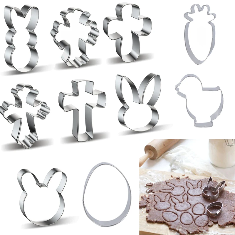 

Easter DIY Baking Cutter Tools Rabbit Eggs Carrot Cross Cookies Cutter Mold Stainless Cake Mold Kitchen Decor Easter Supplies
