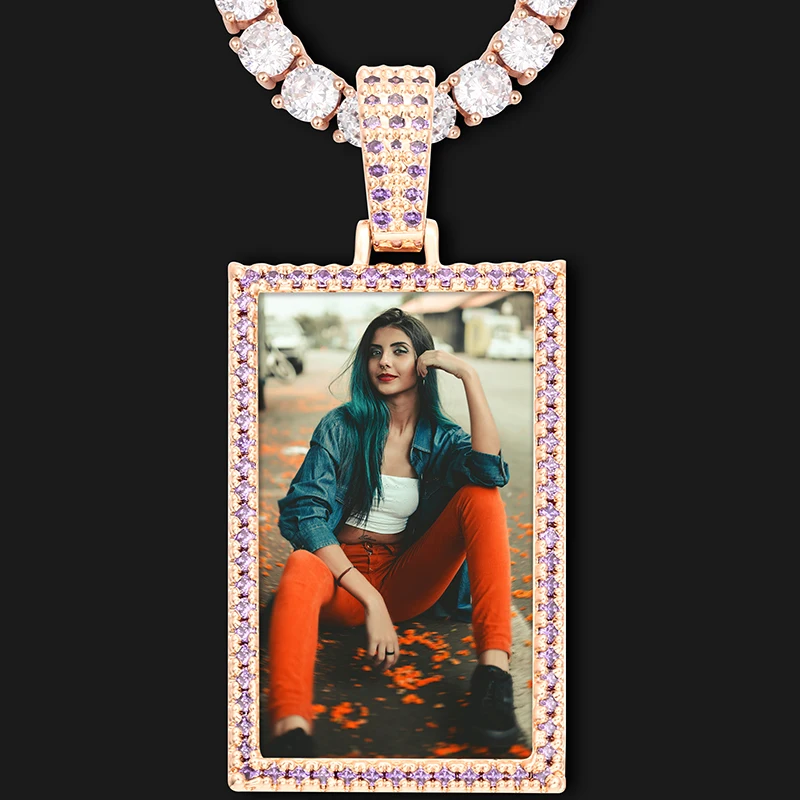 

Кулон унисекс в стиле хип-хоп с квадратными фианитами