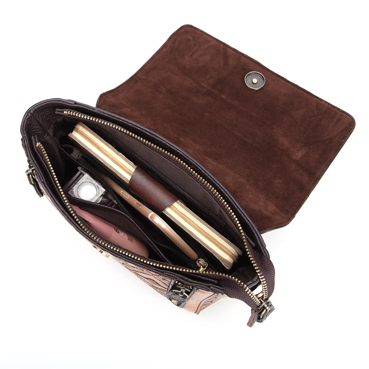 

The new hit color embossed fashion high quality genuine leather small square package Shoulder Messenger portable leather handbag