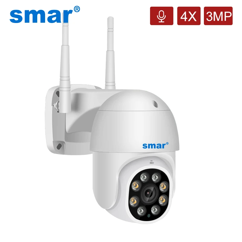 

Скоростная купольная беспроводная Wi-Fi камера Smar 1080P 3 Мп наружная 4-кратный цифровой зум PTZ IP-камера двухстороннее аудио CCTV Домашняя безопасн...
