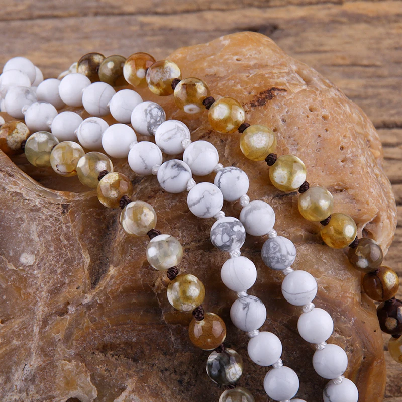 Бесплатная доставка Модные 6 мм полудрагоценные камни бусины Длинные узловые