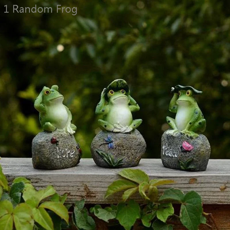 

HOT 1 Random 5“ Frogs Garden Statues Frogs Sitting On Stone Sculptures Garden Yard Frogs Landscaping Stone Ornaments Decoration