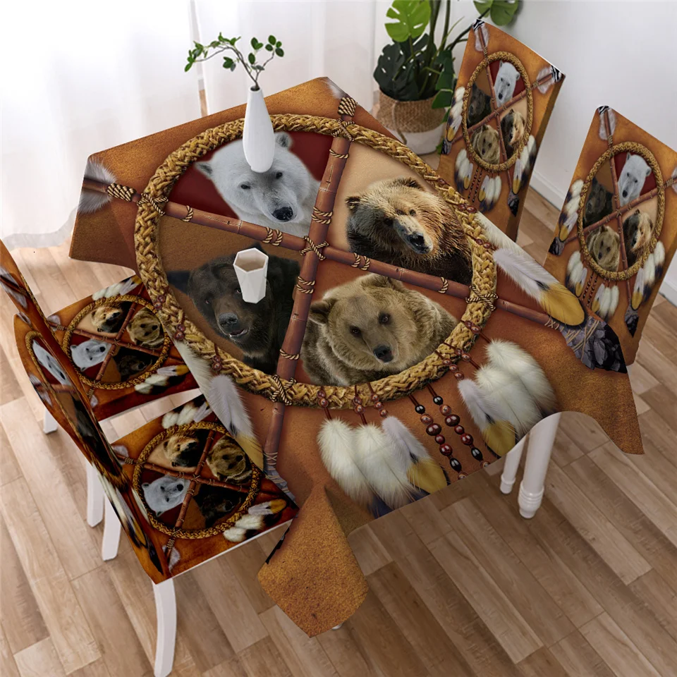 BeddingOutlet Dreamcatcher Tablecloth Tribal Animal Waterproof Table Cloth Lion Tiger Leopard Wolf Decorative Cover|Скатерти| |