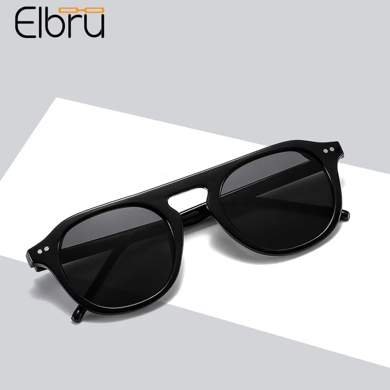 

Elbru Vintage Round Sunglasses Women Simple Fashion Leopard Jelly Color Clear Sunshade UV400 protection Men Driving Sun Glasses