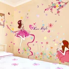 Наклейка на стену с изображением девочки от shijuekongjian, сделай сам, с пузырьками, цветами, наклейки на стену для гостиной, детской комнаты, украшение для дома