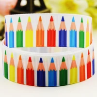 22mm 25mm 38mm 75mm colored pencil cartoon printed grosgrain ribbon party decoration 10 yards x 03449