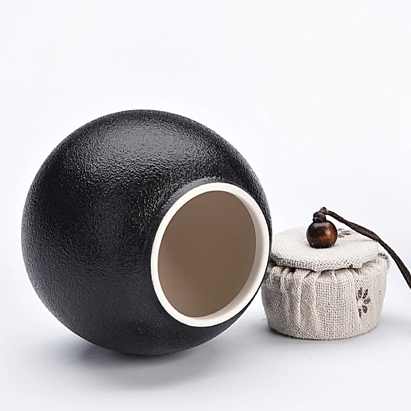 Black Ceramic Tea Caddy Portable Candy Box Home Sealed Coffee Bean Flower Storage Jar Moisture-proof Kitchen Food Container |