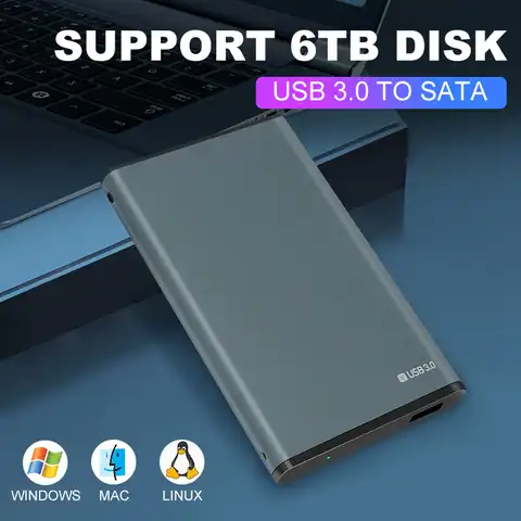 Алюминиевый корпус для внешнего жесткого диска USB 3,0/SATA 2,5 дюйма, Ультратонкий чехол для жесткого диска 2,5 дюйма