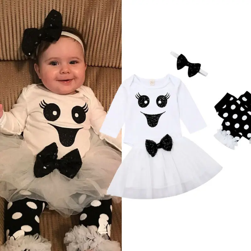 Emmababy 4 шт. наряды для новорожденных девочек на Хэллоуин одежда боди с длинным