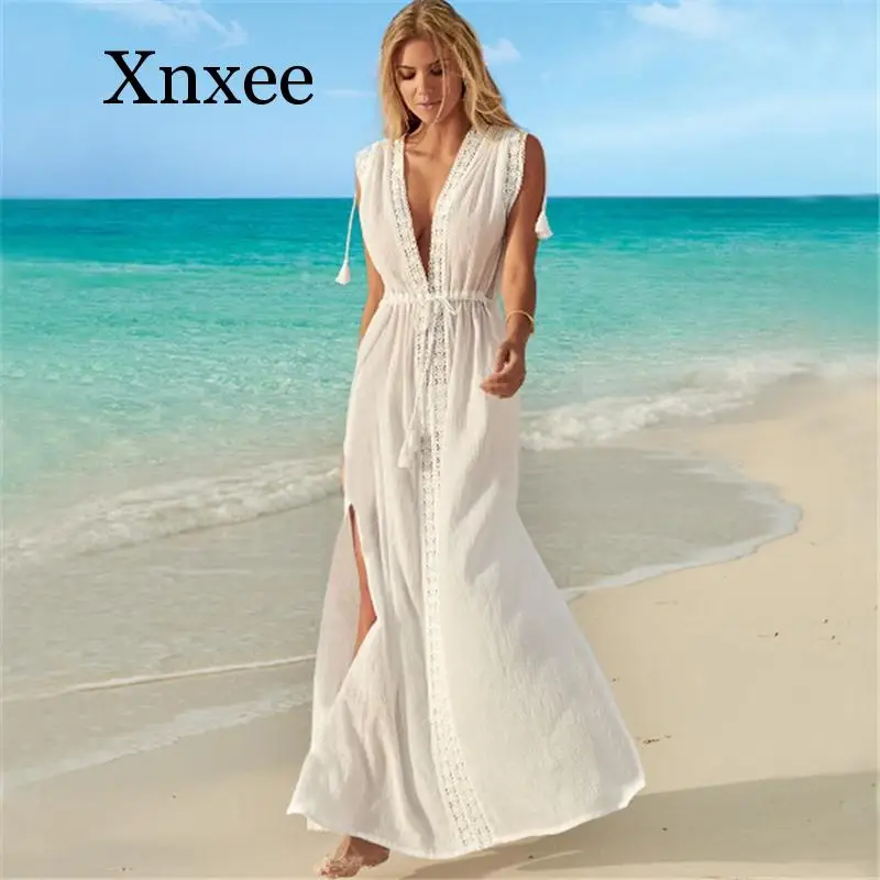 

2020 летнее вязаное белое пляжное платье-накидка, туника, длинное парео, бикини, накидка для плавания, накидка, халат, пляжная одежда