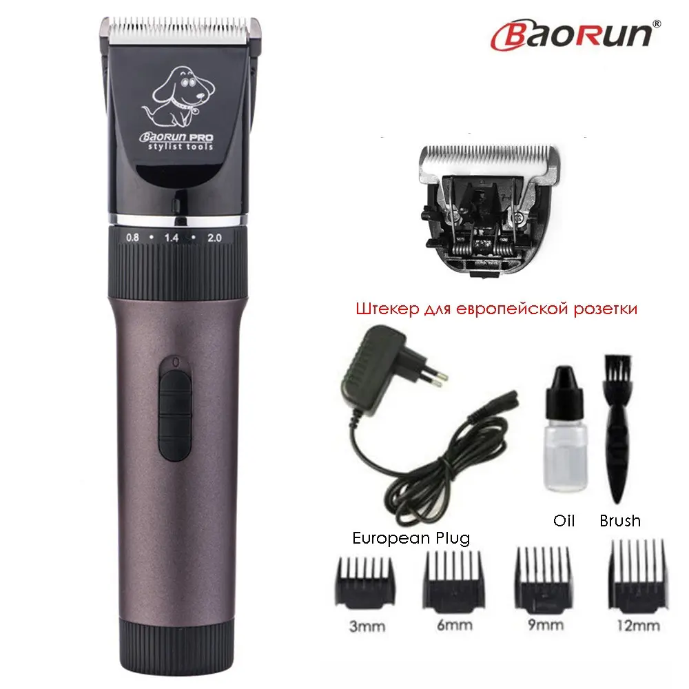 Coffee Add 1pc Blade BaoRun P6, профессиональный триммер для собак, перезаряжаемая машинка для стрижки домашних животных, кошек, бритва, низкий уровень шума, электрические фрезы, машинка для стрижки - Цвет: Coffee Add 1pc Blade