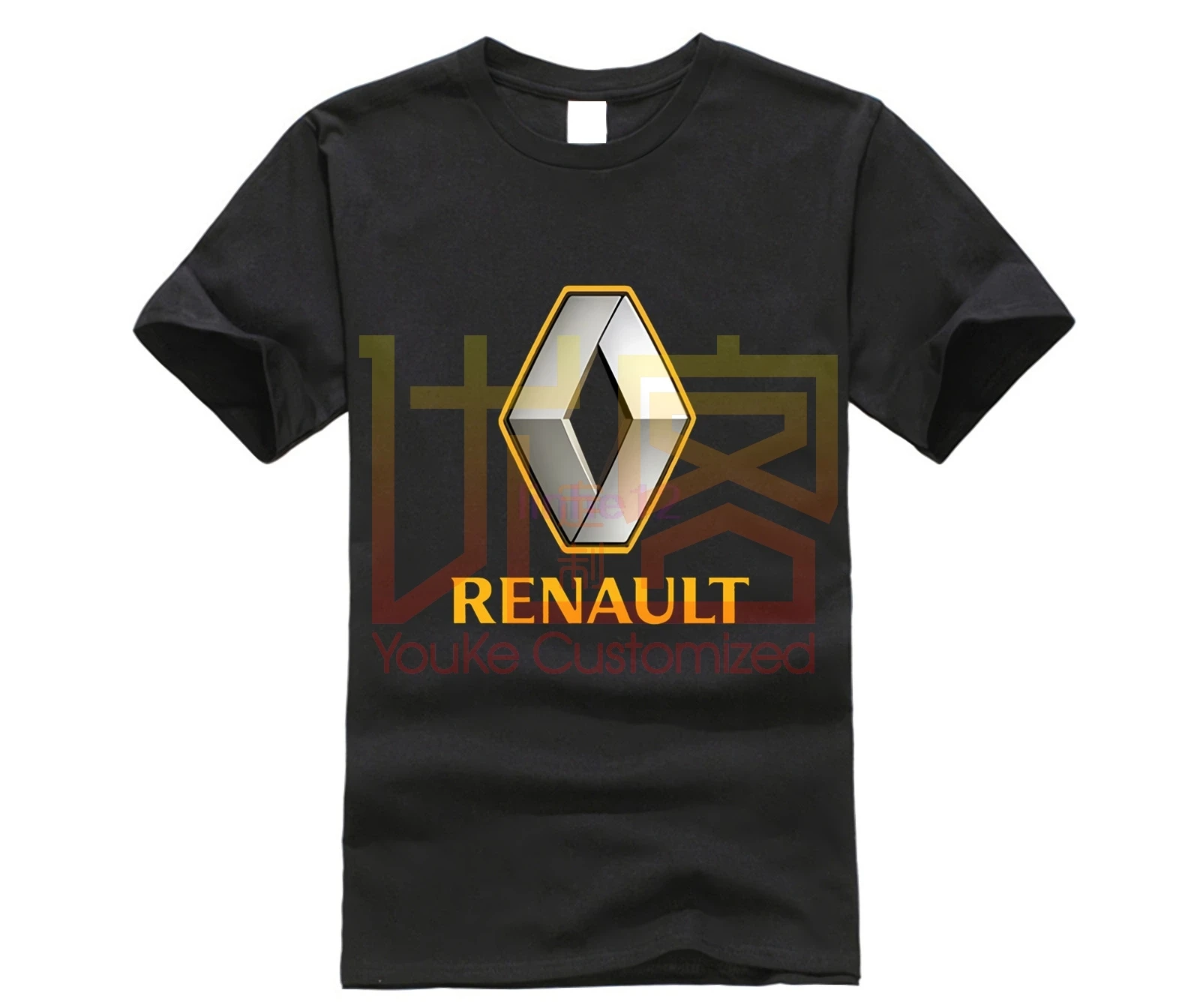 Мужская хлопковая футболка европейского размера с принтом логотипа Renault черная