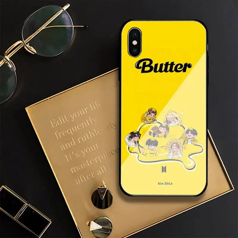 

Butter KPOP Phone Case For IPhone 12 Mini 11 Pro XS Max X XR 6 7 8 Plus SE2020 Tempered Glass Cove Fundas