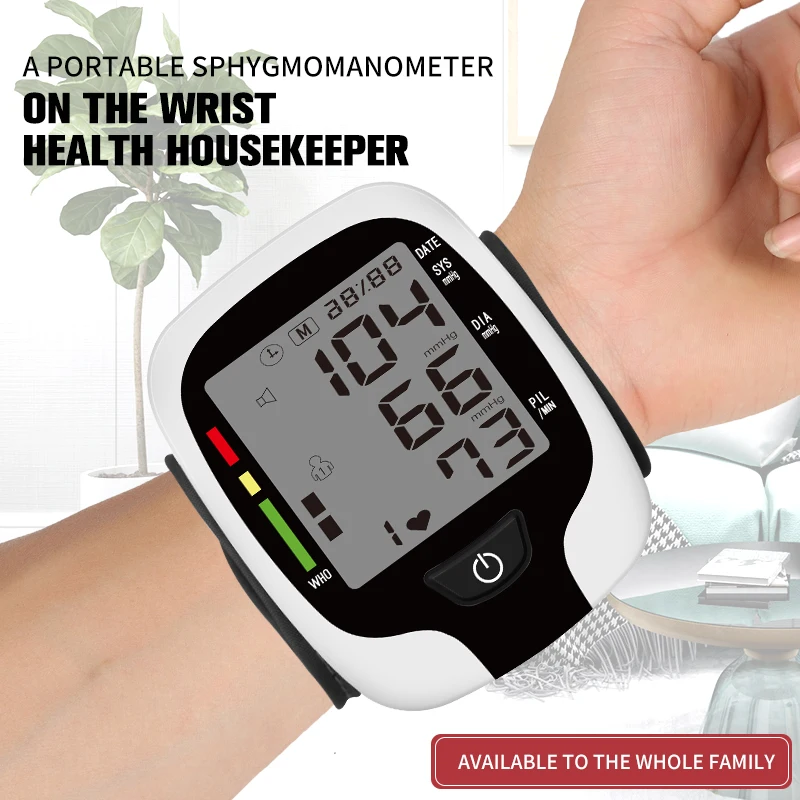 

2020 New Wrist Type Smart Sphygmomanometer Speaker Function Blood Pressure Monitor for Medical rescue