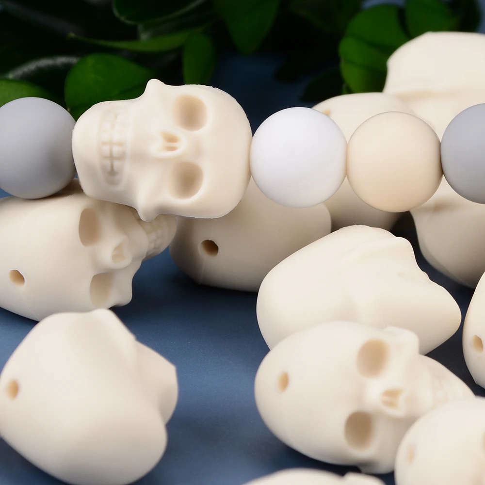 LOFCA Cr&aacute;neo 5 uds/10 Uds cuentas de silicona craneal persona cabeza de grado de alimentos mordedor de BPA-libre juguete de dentici&oacute;n del beb&eacute; de cadena Accesorios-2