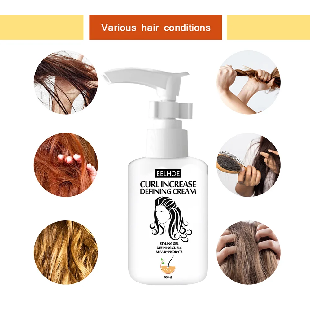 60 мл крем для укладки вьющихся волос усилитель завивки против спутанных