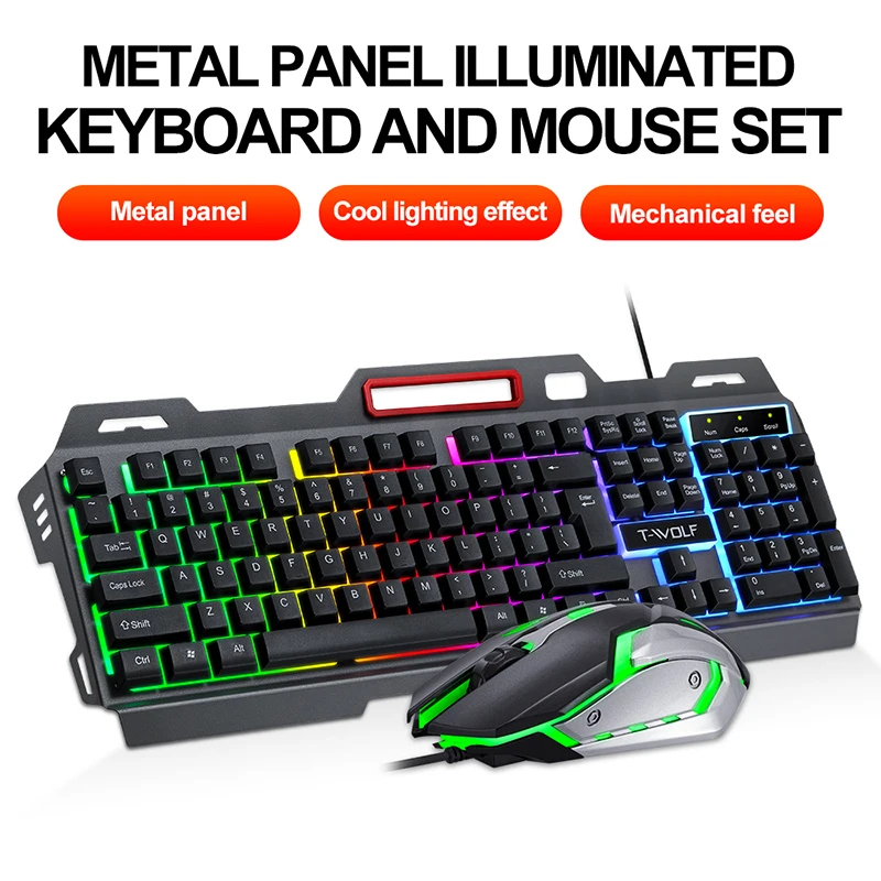 Gaming Keyboard And Mouse Wired Set Rainbow Backlit Computer Waterproof EN Keyboards For PC Laptop | Компьютеры и офис