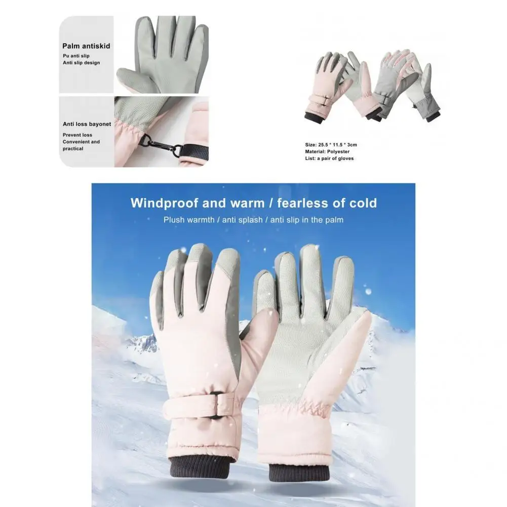

Ski Glove Fasten Buckle Thicken Texture Winter Warm Snowboard Motorcycle Riding Gloves Thicken Glove Sport Glove 1 Pair