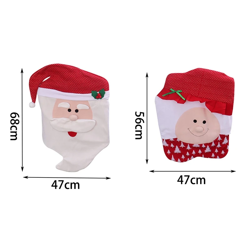 Рождественские чехлы на стулья набор из 2 предметов: шапка Деда Мороза