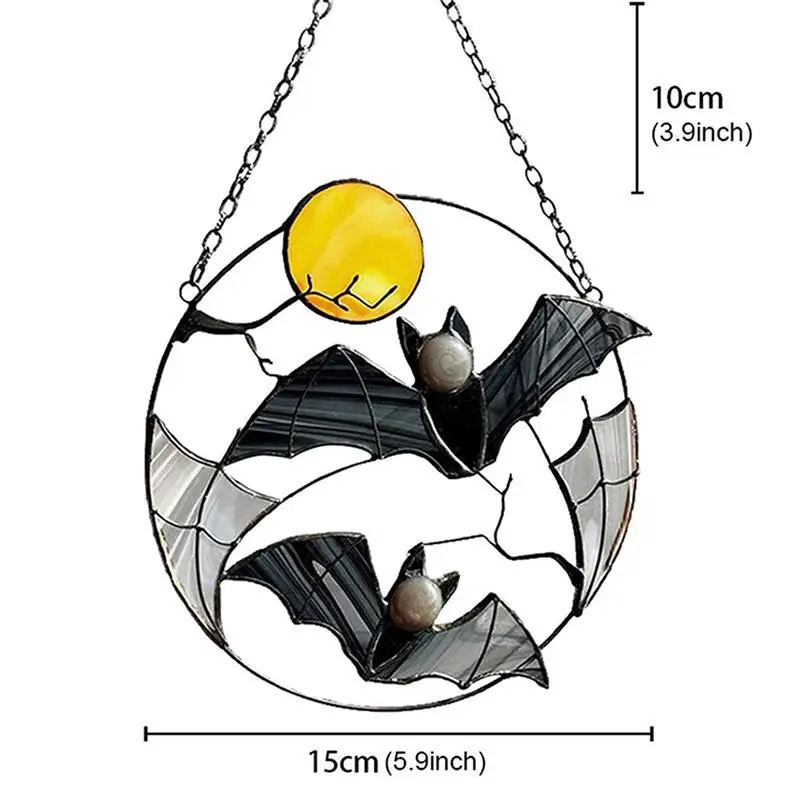 

Luminous Window Panel Bat Shape Ornaments Hanging Alloy Window Suncatcher Indoor Home Wall Art Sculpture Decor Gifts For Lover