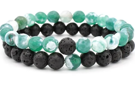 8 мм эластичная нить рейки Йога браслет jk4 Отрегулированная вулканическая лава