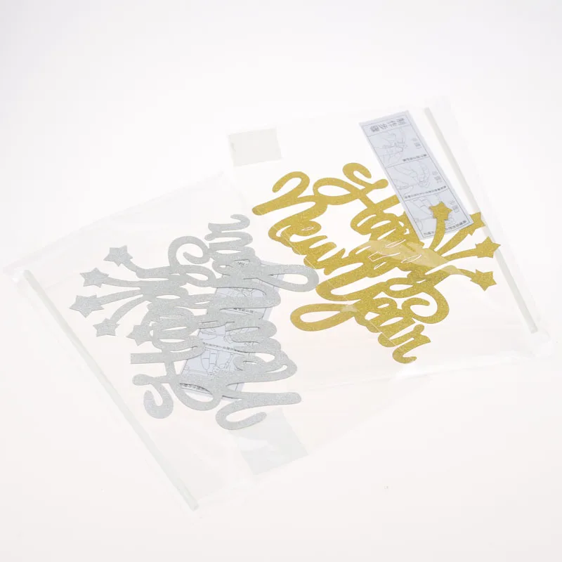 

Cake Topper Flags Happy New Year With Star Glitter Paper Cupcake Toppers Birthday Party Baking DIY Decoration Tools Xmas navidad