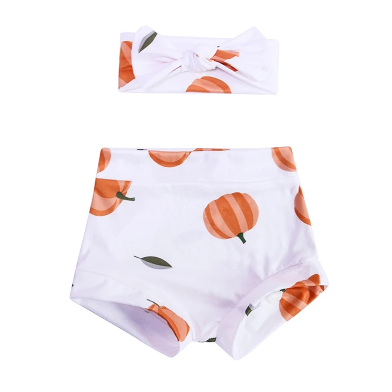 

2 Pcs Baby Summer Print Shorts Headband Set Short Pants Trouser Knotted Bow Hair Band Kit for Newborn Infants Shower Gifts