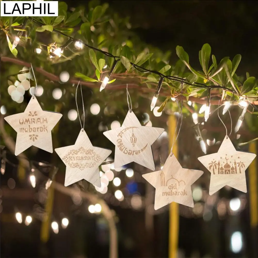 LAPHIL EID MUBARAK DIY деревянная подвеска для дома Исламские мусульманские товары