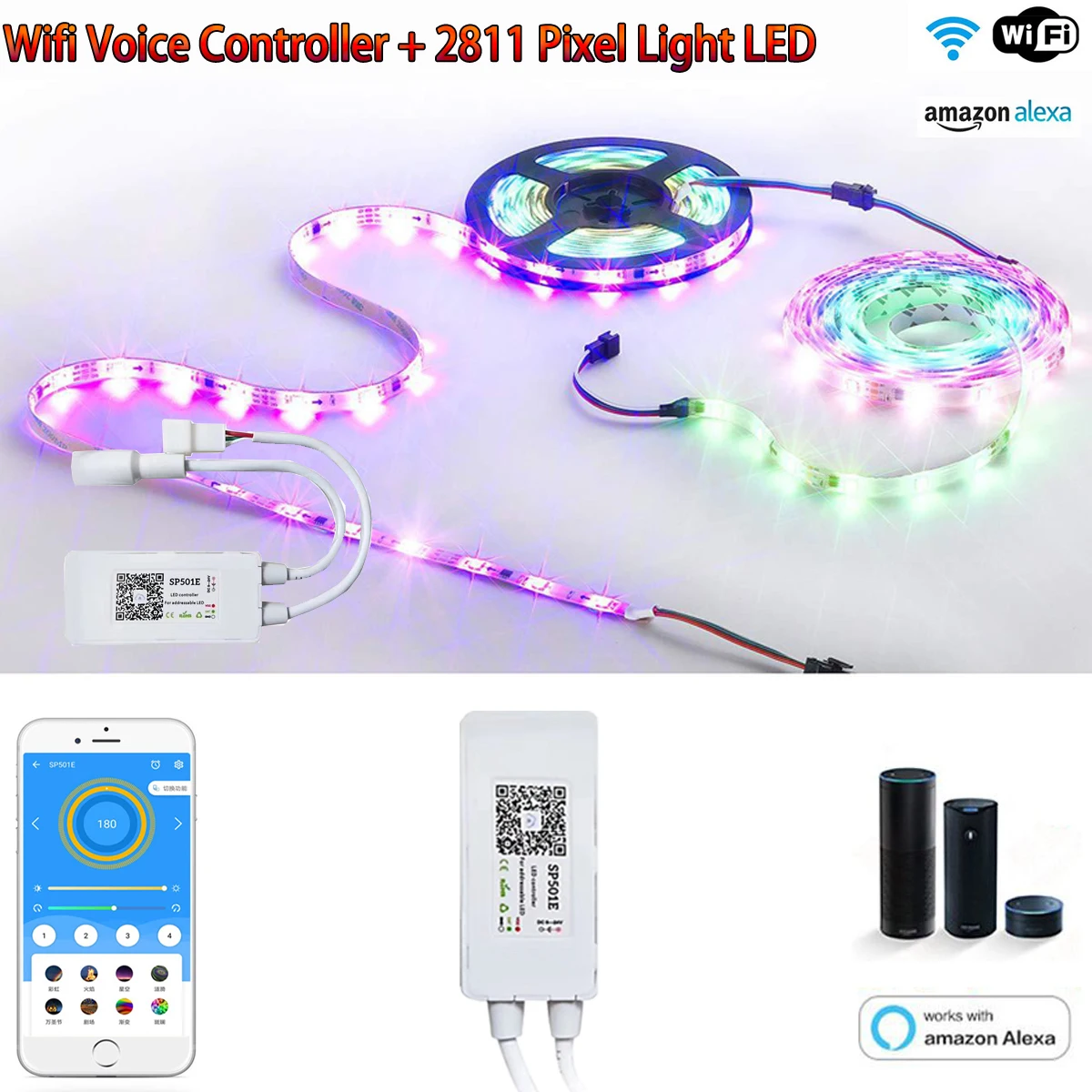 Полноцветная Светодиодная лента 1-10 м 12 В SMD2811 RGB мечта цвет свет гонялка Wifi