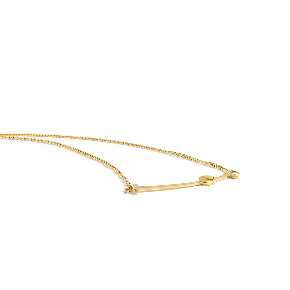 Женское Ожерелье YMYW Золотистое из титановой стали со смайликом | Украшения и