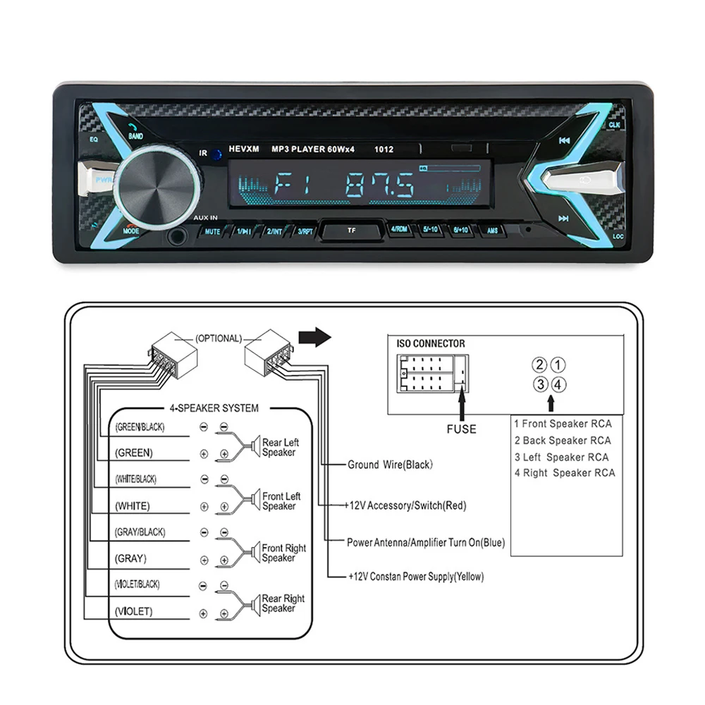AOSHIKE 12V автомобильный аудио стерео Радио Bluetooth V3.0 In-dash 1 Din FM Aux вход приемник SD TF USB MP3