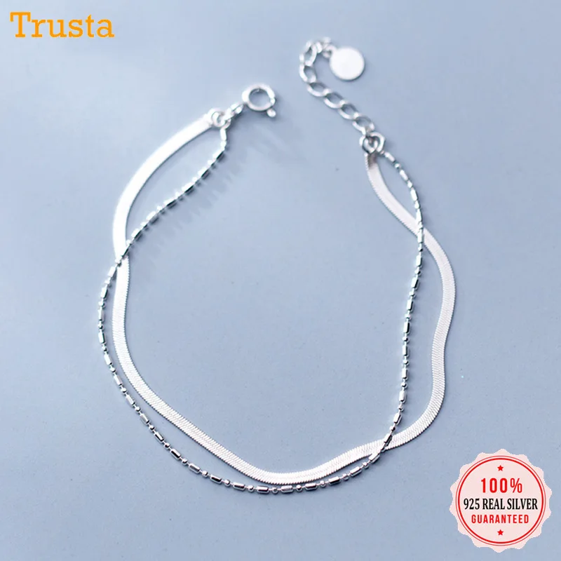 Женский браслет цепочка Trusta из 100% стерлингового серебра 925 пробы подарок на день