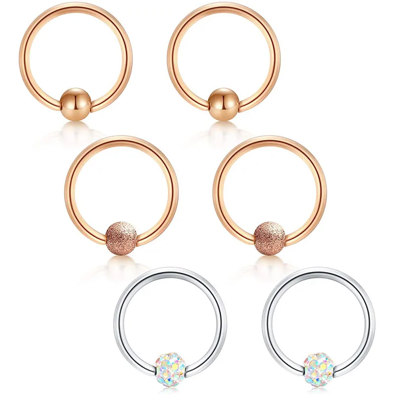 Серьги подвески Daith кольца с инкрустированными шариками 16 г серьги для носа