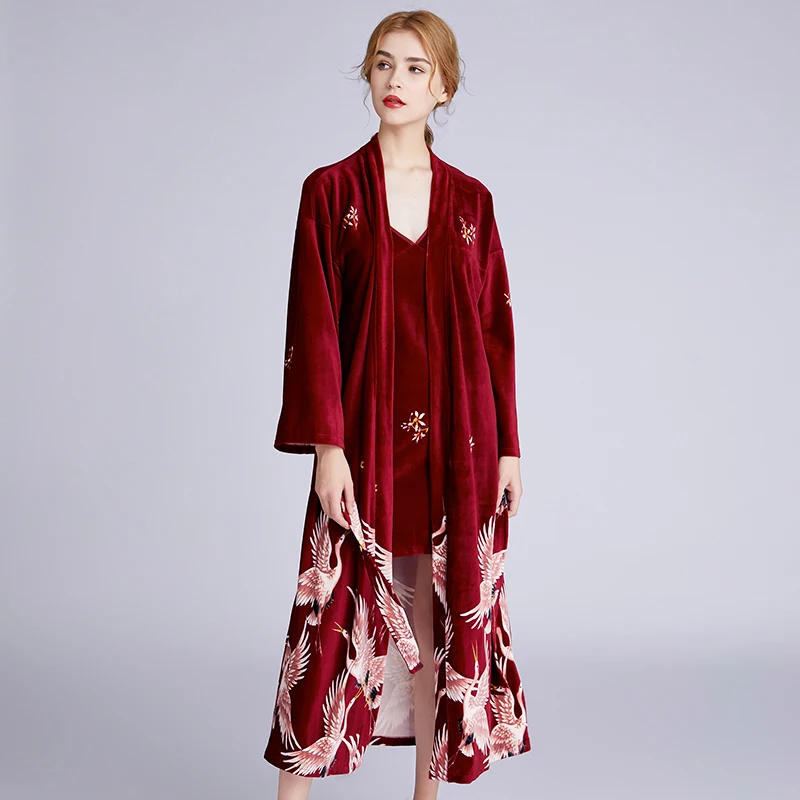 Бархатный халат Длинная женская пижама платье для сна Женский банный пеньюар