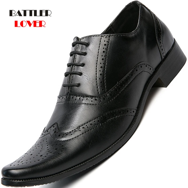 

Triple Joint Italian Men Casual Business Shoes Carved Brogue Dress Wedding Oxfords Male Wing-tip Trendy Leather Bullock Shoes