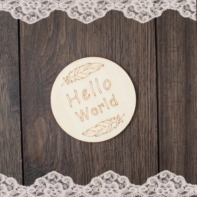 

10pcs Helllo World Birth Sign Wooden Milestone Card Newborn Baby Photo Prop