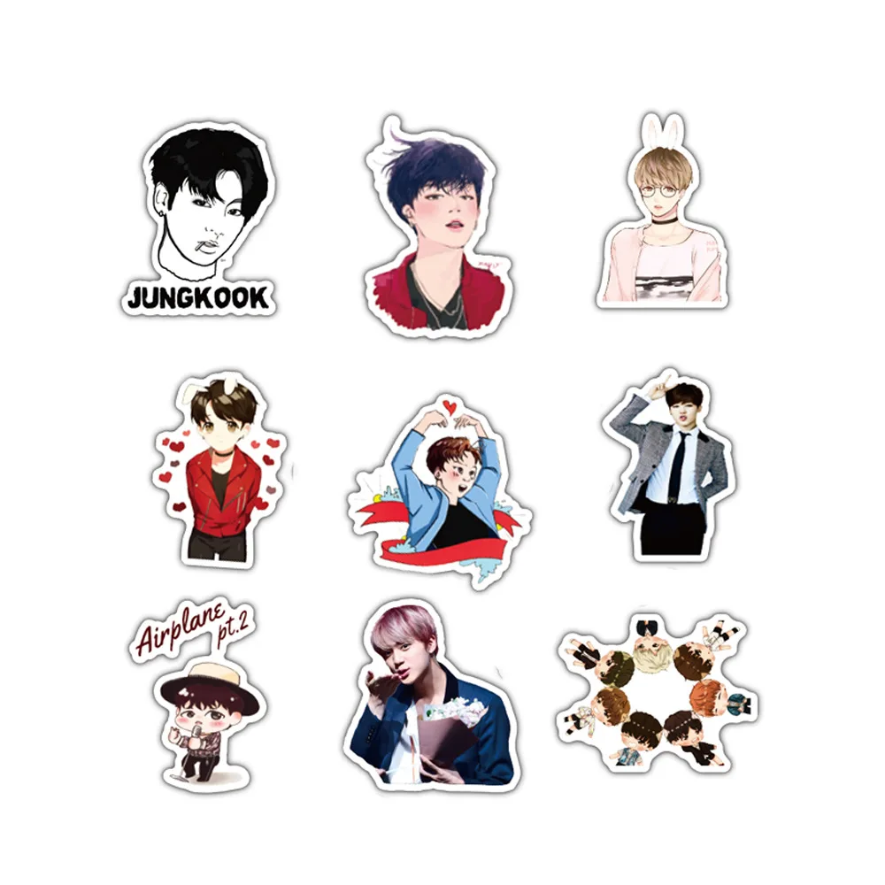 

50Pcs Cartoon BT Korean Combination Men's Team Sticker For Computer Guitar Refrigerator Suitcase Sticker DIY Toys YH195