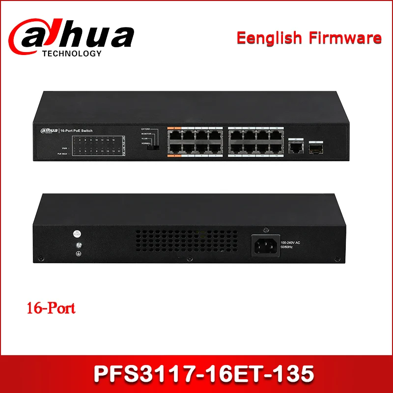 

Коммутатор Dahua PoE, 16 портов, FE PoE + 1 порт Gigabit Combo