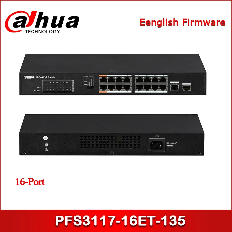 Dahua PoE коммутатор PFS3117-16ET-135 16-портовый FE + 1-портовый гигабитный комбо |