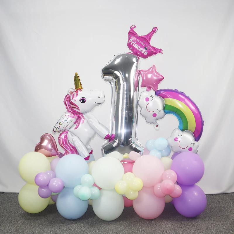 

77pcs/Set 3D Unicorn Balloon Bouquets 40 inch number Balloon Unicorn Birthday Party Decorations Kids Girl Anniversaire Supplies